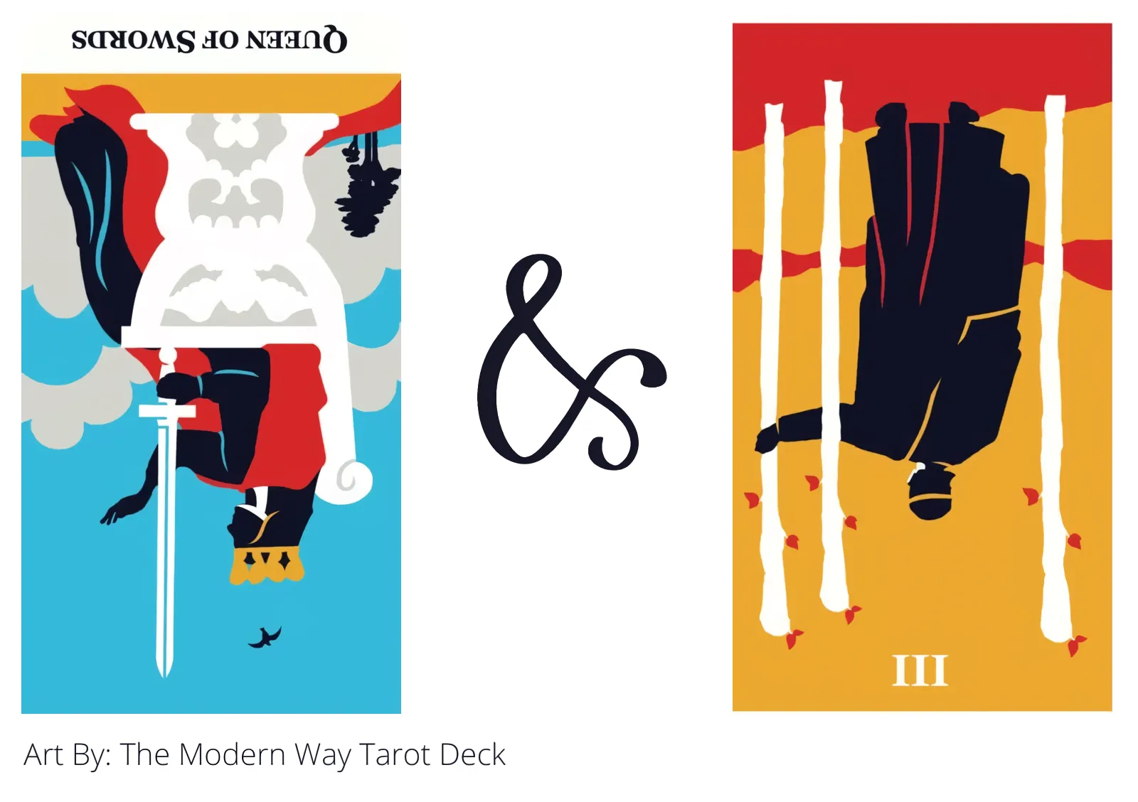 queen of swords reversed and three of wands reversed tarot cards together