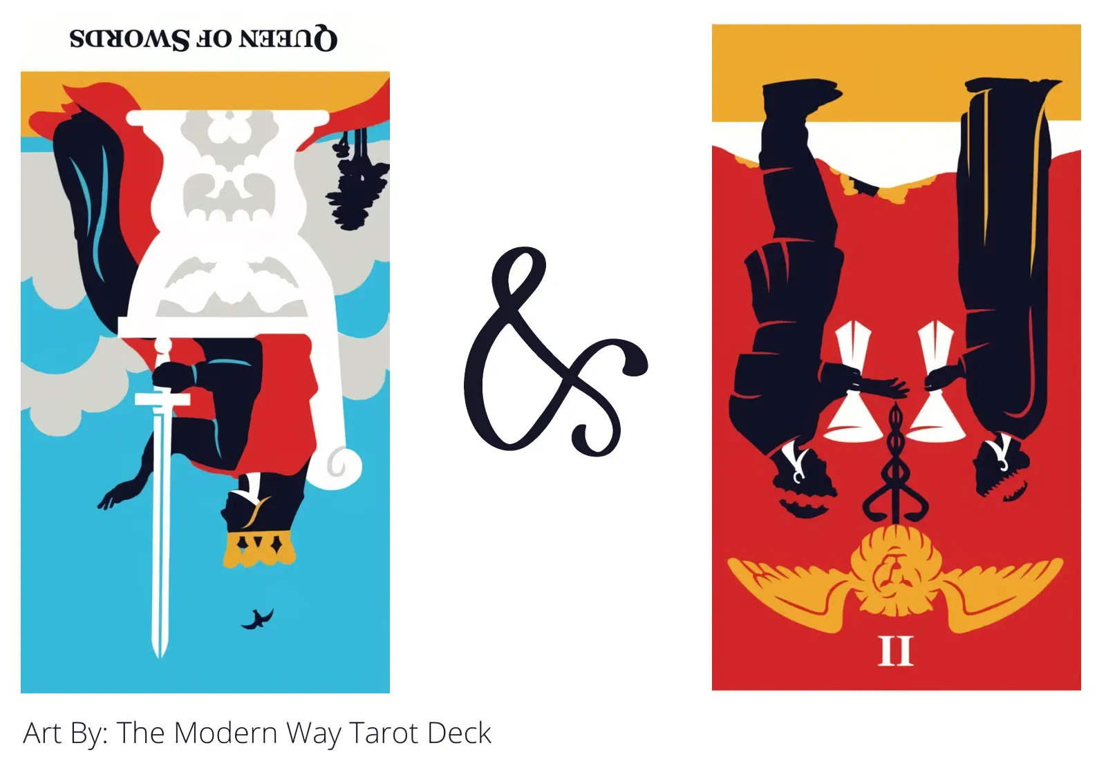queen of swords reversed and two of cups reversed tarot cards together