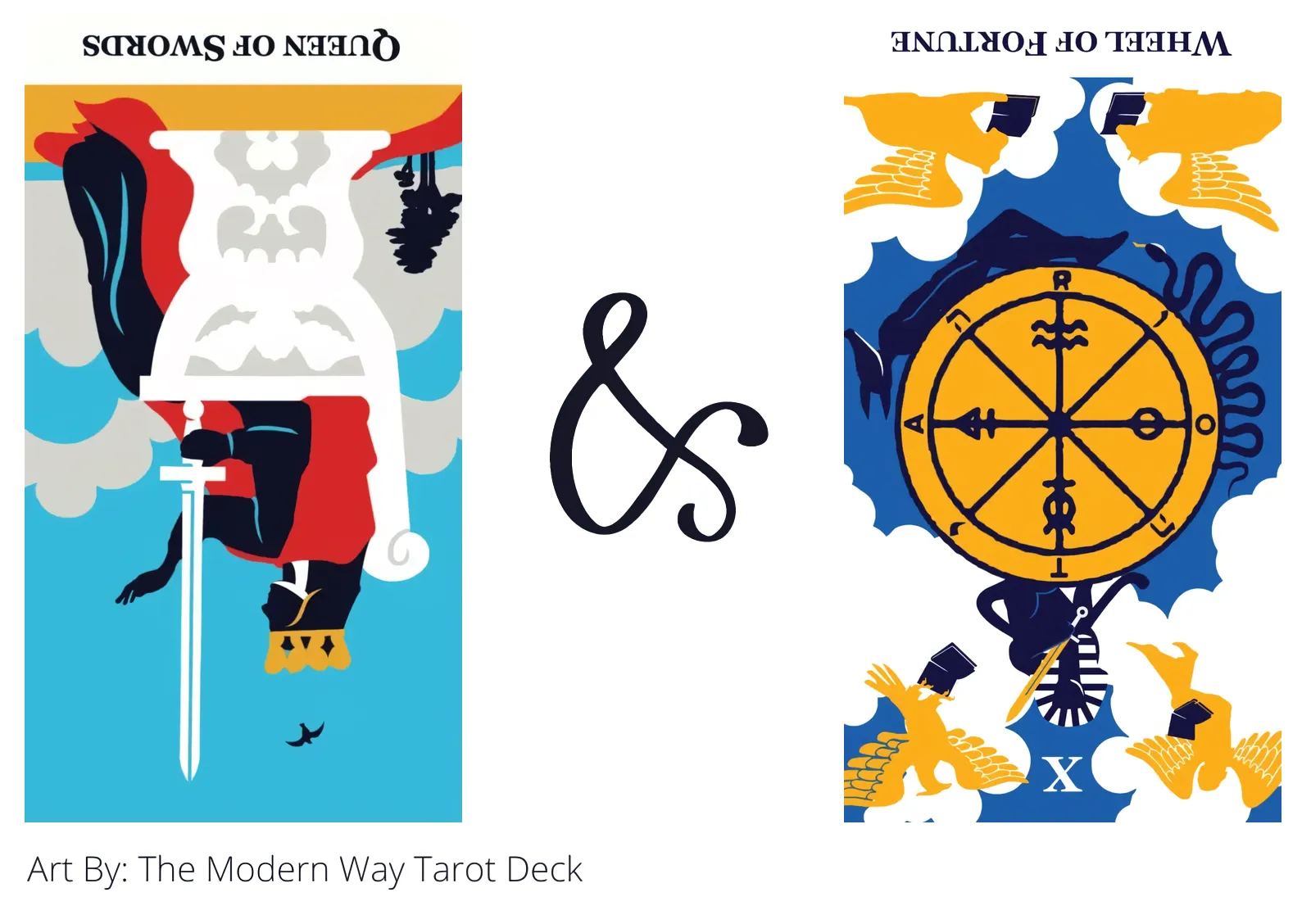queen of swords reversed and wheel of fortune reversed tarot cards together