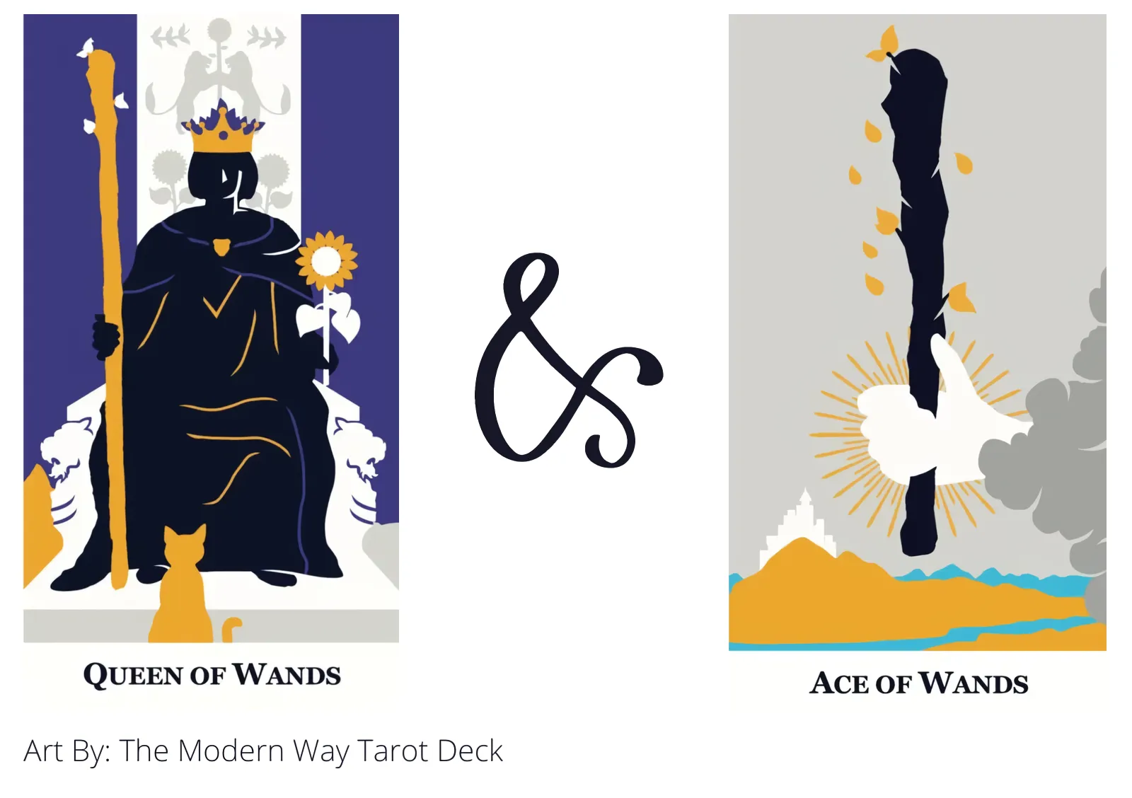 queen of wands and ace of wands tarot cards together