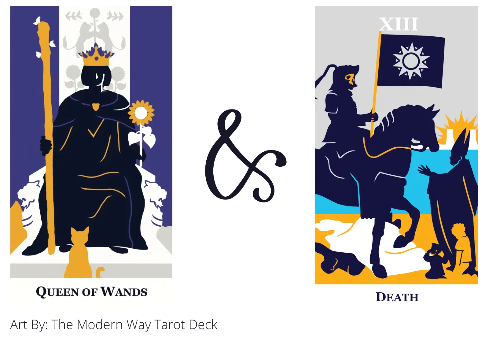 queen of wands and death tarot cards together