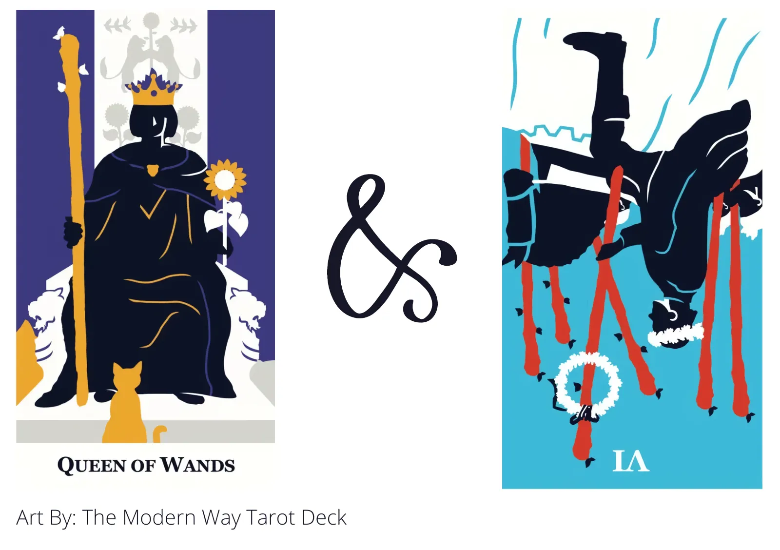 queen of wands and six of wands reversed tarot cards together