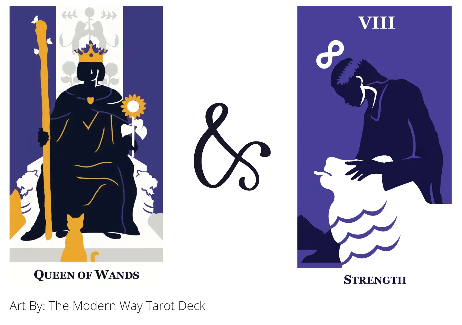 queen of wands and strength tarot cards together