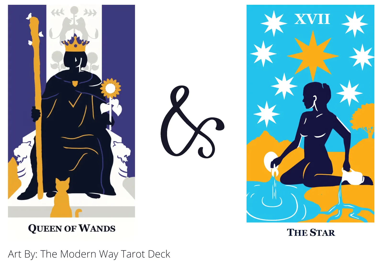 queen of wands and the star tarot cards together