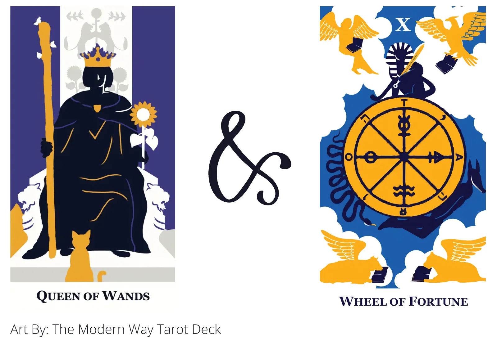 queen of wands and wheel of fortune tarot cards together