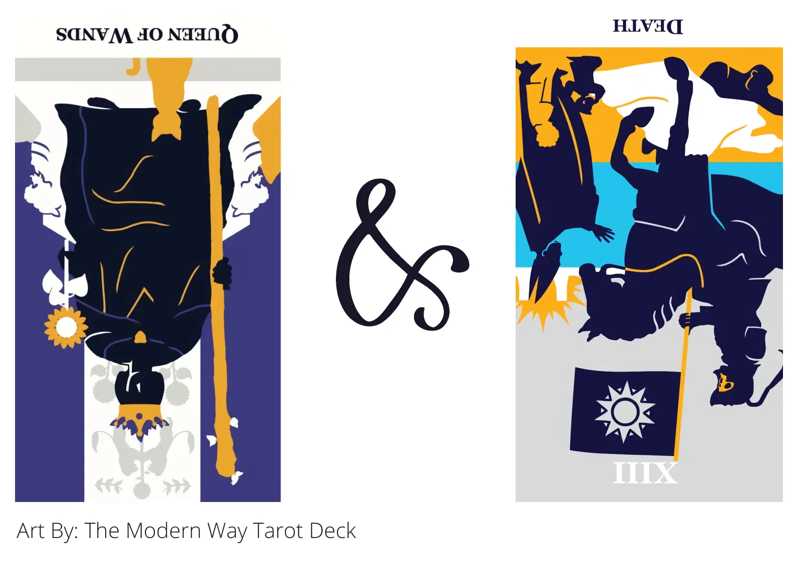 queen of wands reversed and death reversed tarot cards together