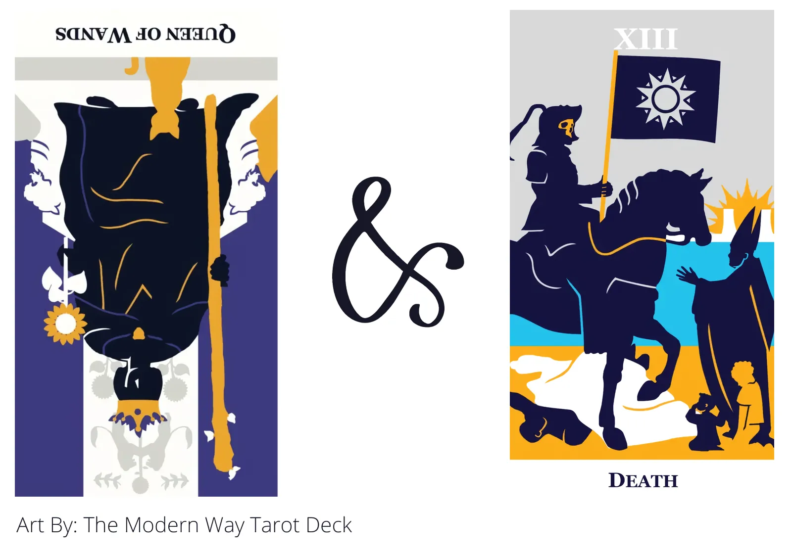queen of wands reversed and death tarot cards together
