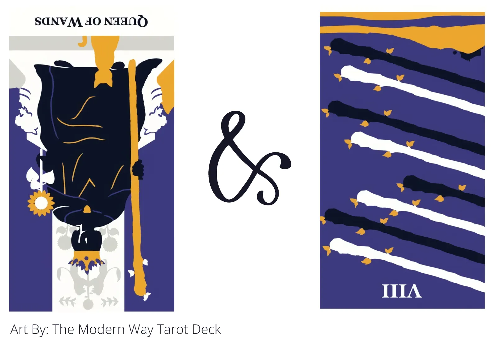 queen of wands reversed and eight of wands reversed tarot cards together