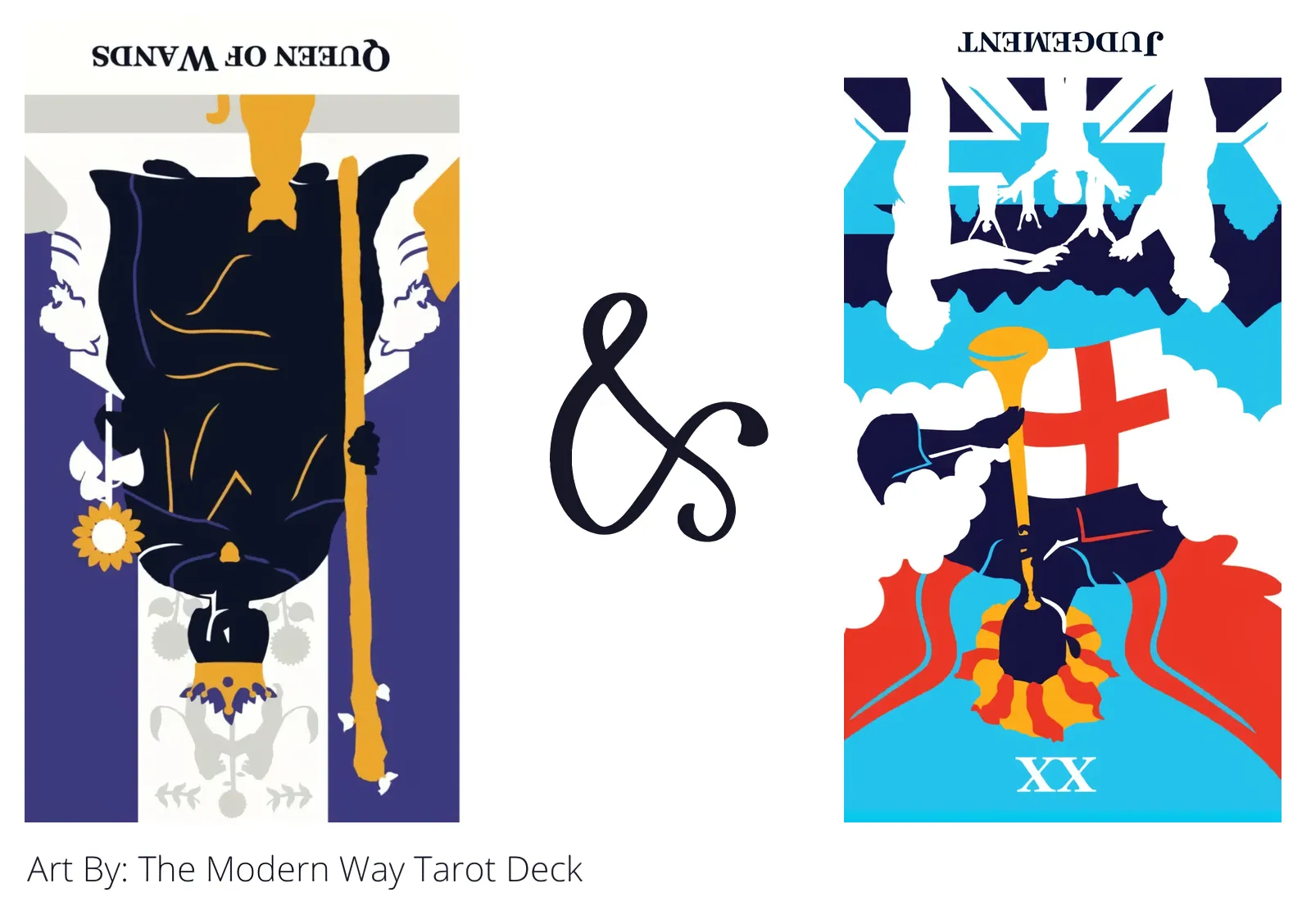 queen of wands reversed and judgement reversed tarot cards together