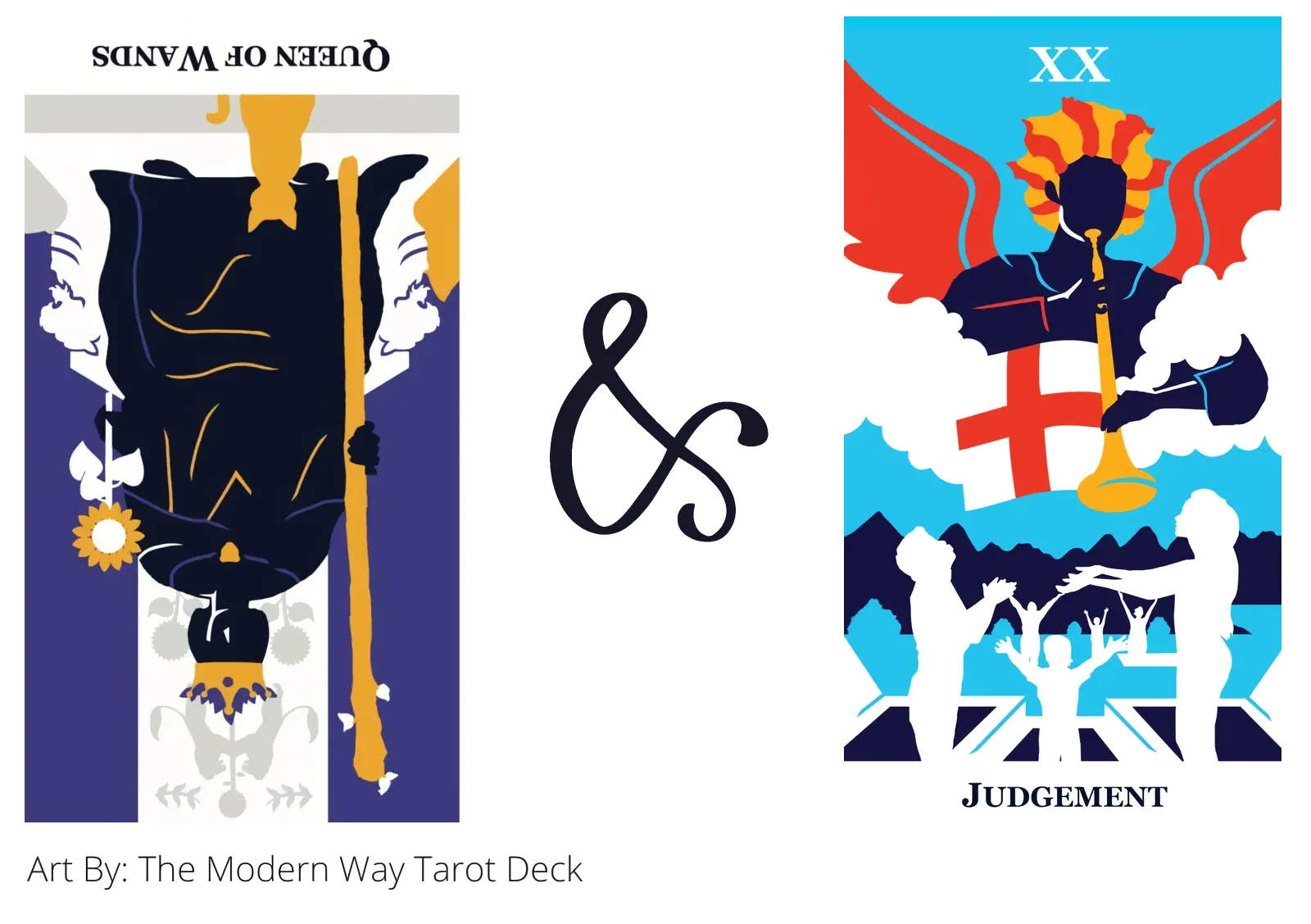 queen of wands reversed and judgement tarot cards together