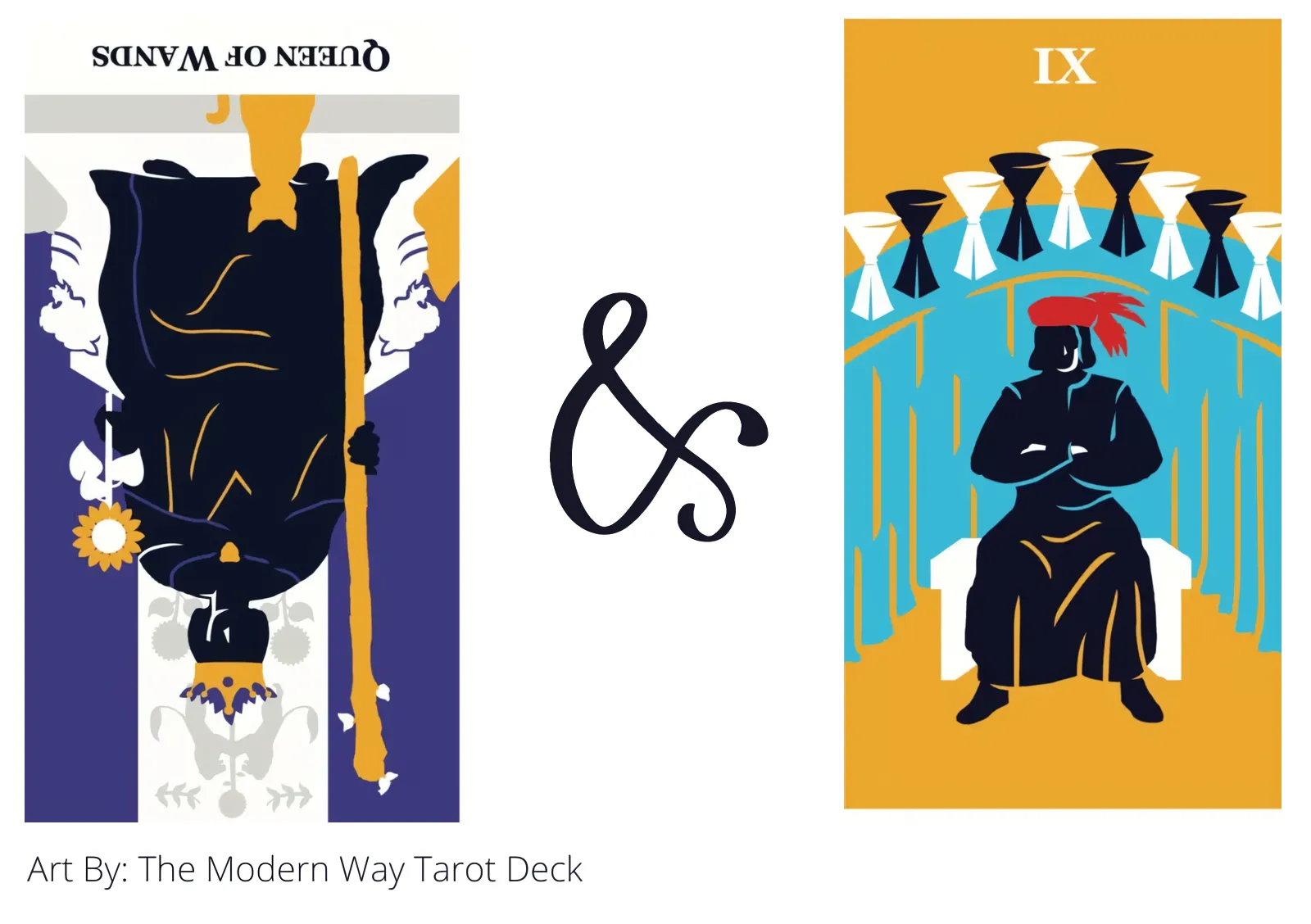 queen of wands reversed and nine of cups tarot cards together