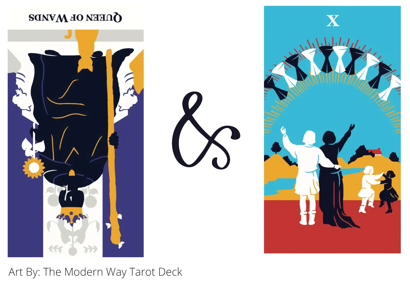queen of wands reversed and ten of cups tarot cards together