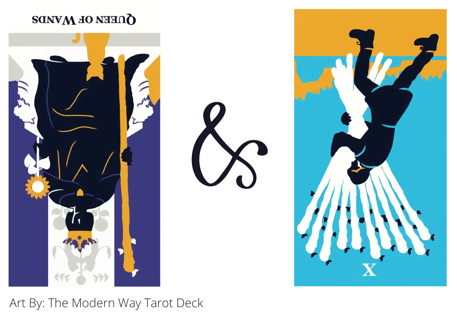queen of wands reversed and ten of wands reversed tarot cards together