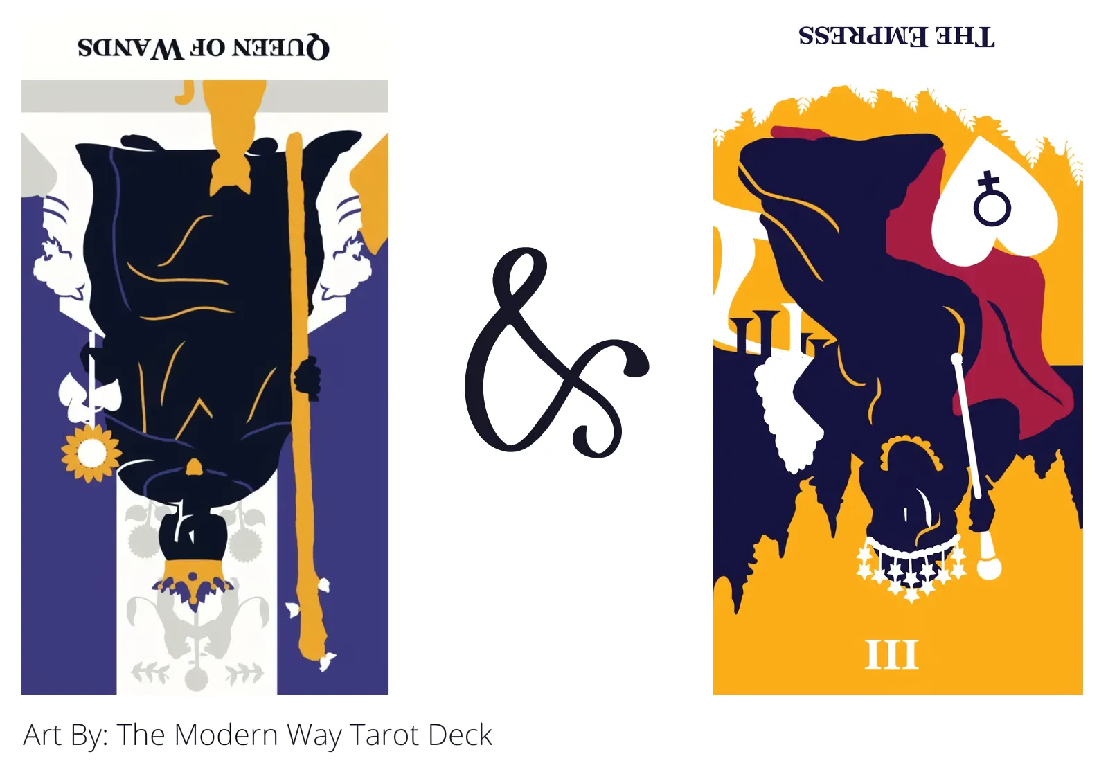 queen of wands reversed and the empress reversed tarot cards together