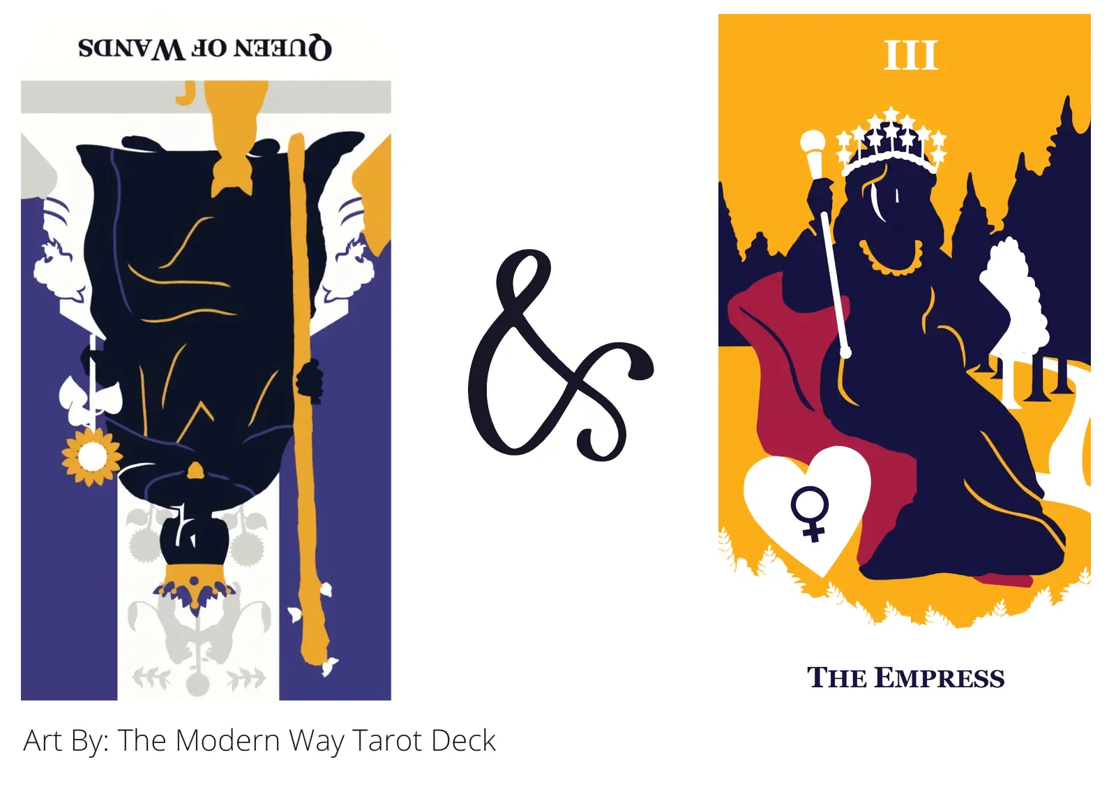 queen of wands reversed and the empress tarot cards together