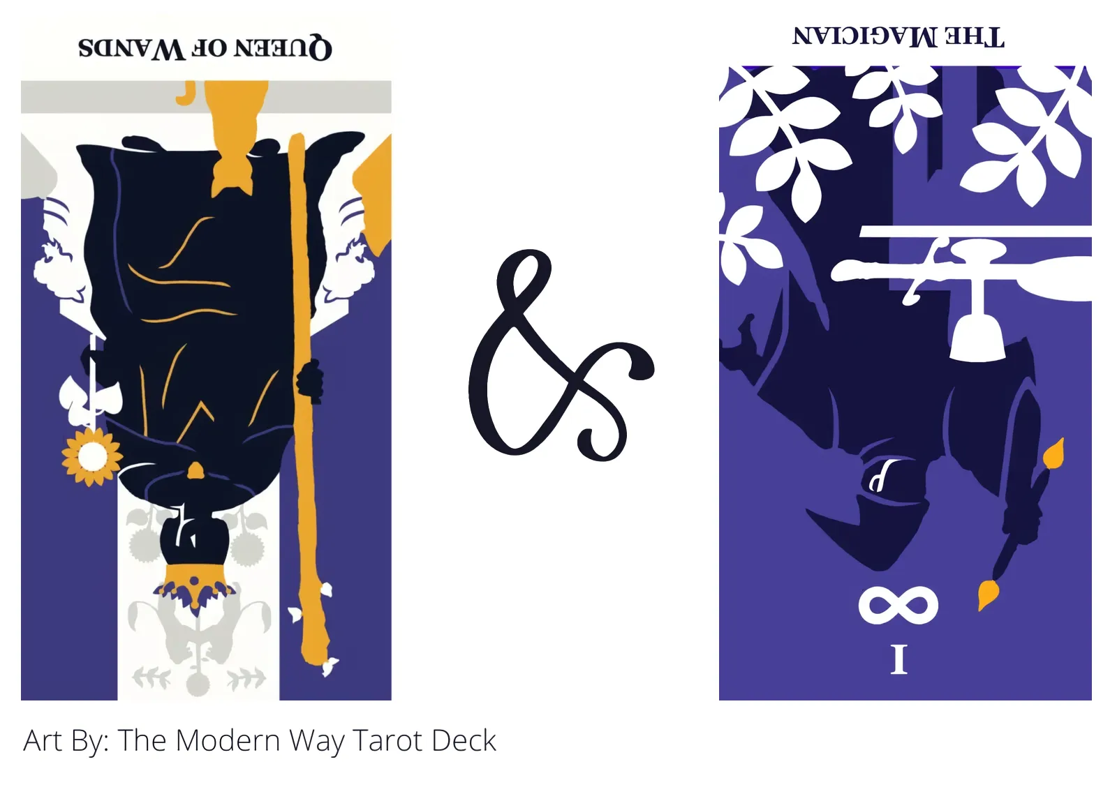 queen of wands reversed and the magician reversed tarot cards together