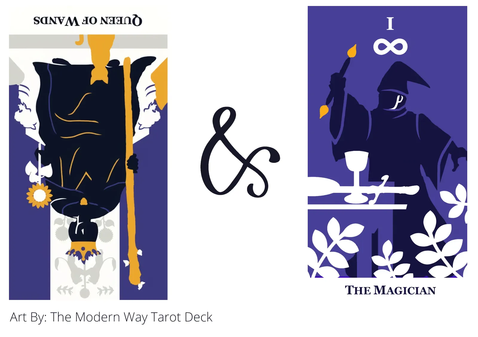 queen of wands reversed and the magician tarot cards together