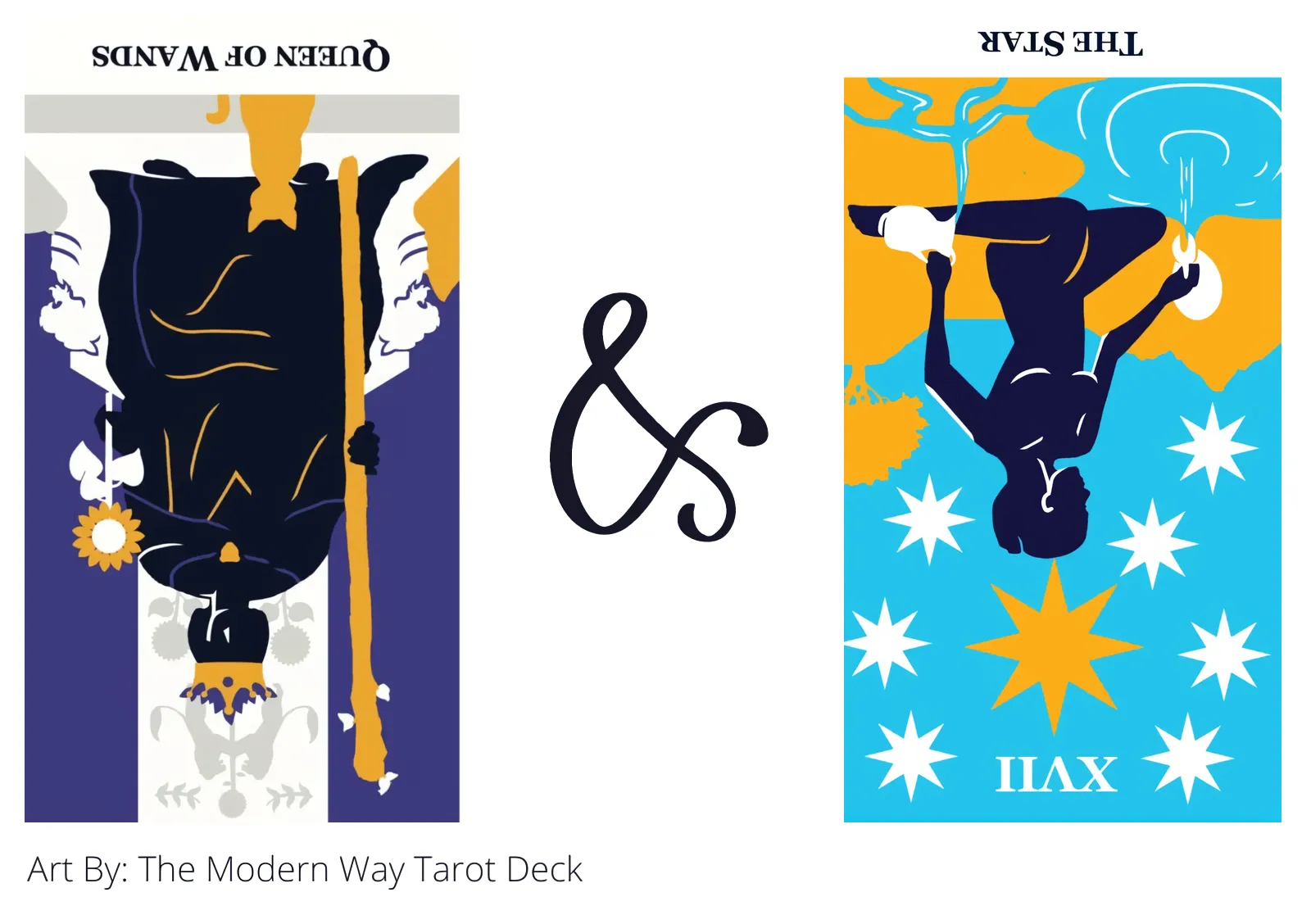 queen of wands reversed and the star reversed tarot cards together