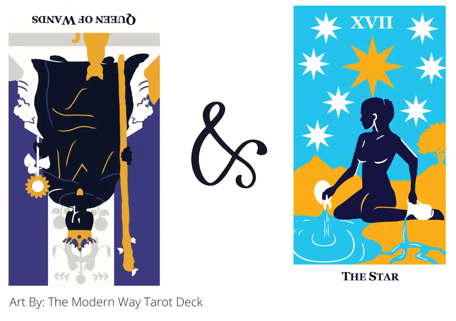 queen of wands reversed and the star tarot cards together
