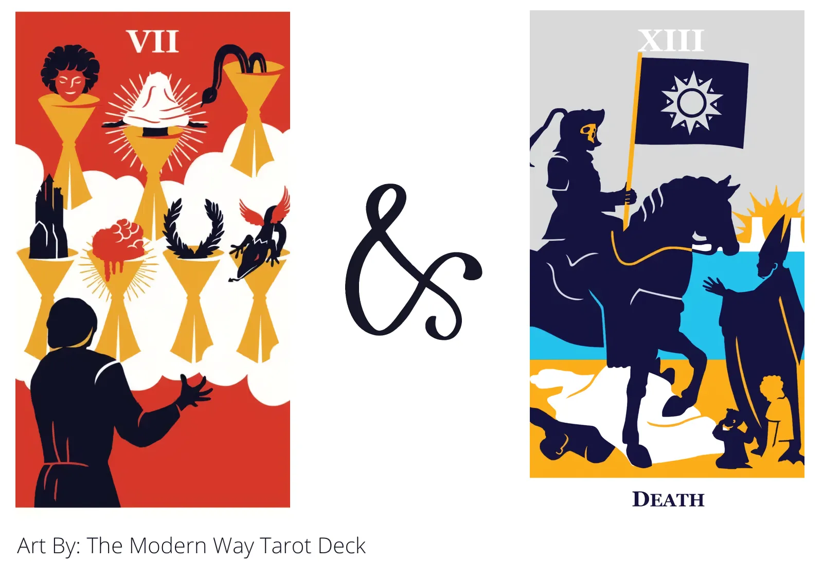 seven of cups and death tarot cards together