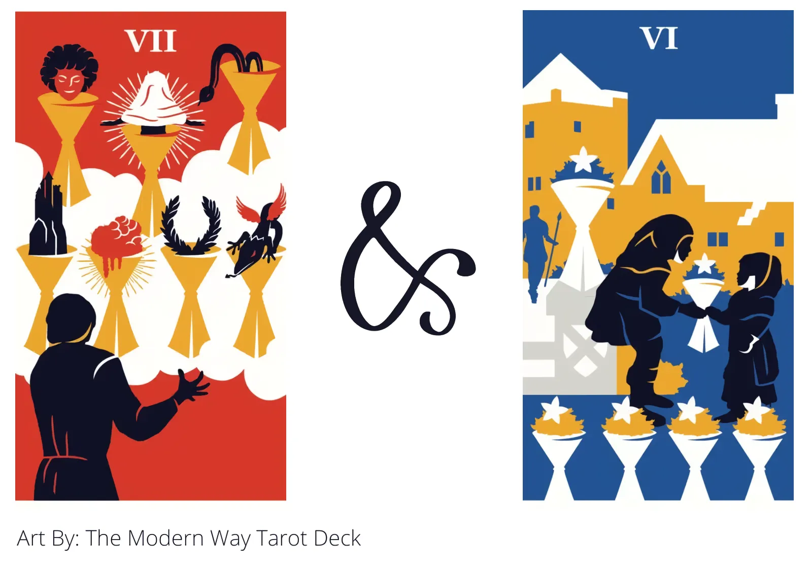seven of cups and six of cups tarot cards together