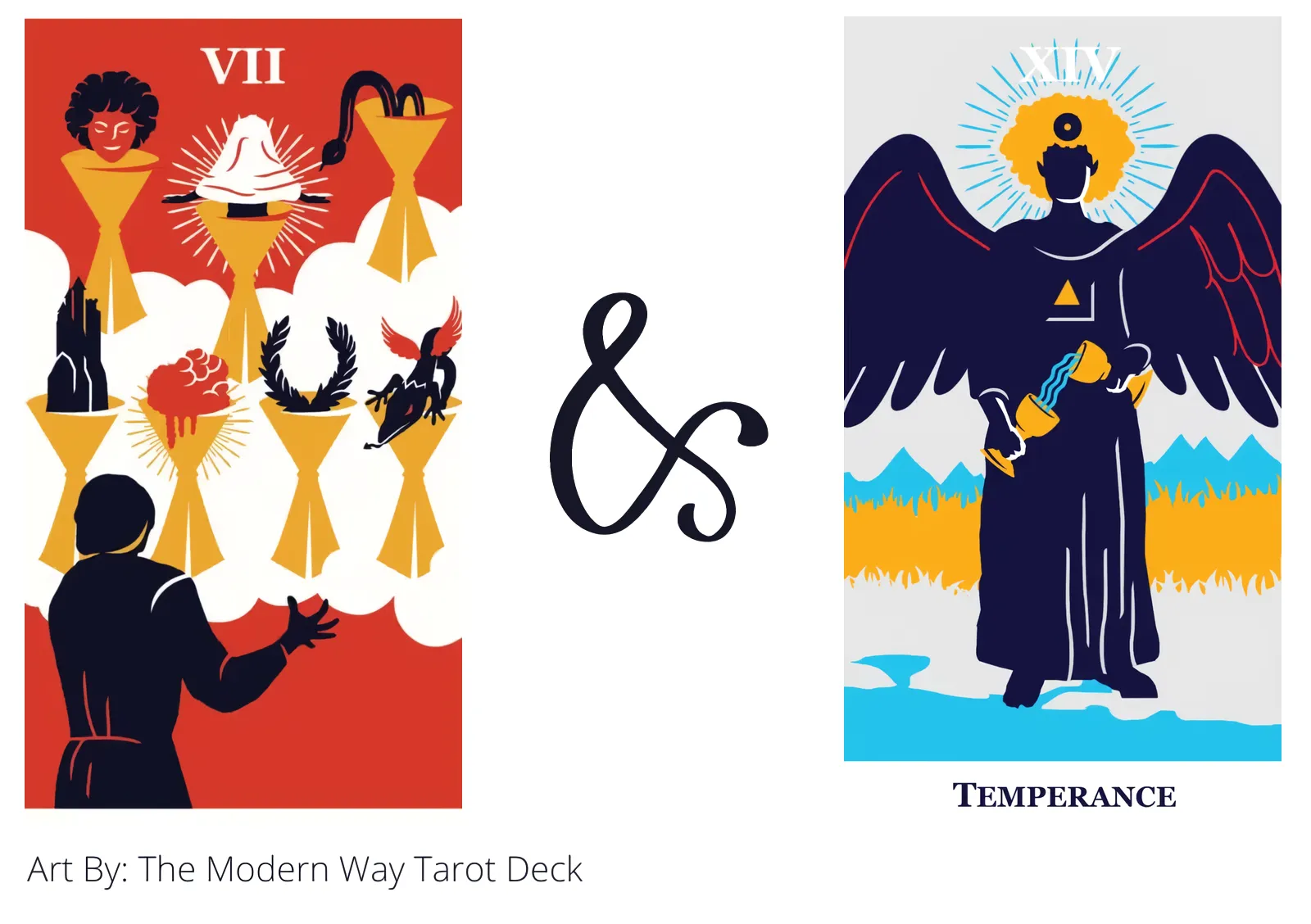 seven of cups and temperance tarot cards together