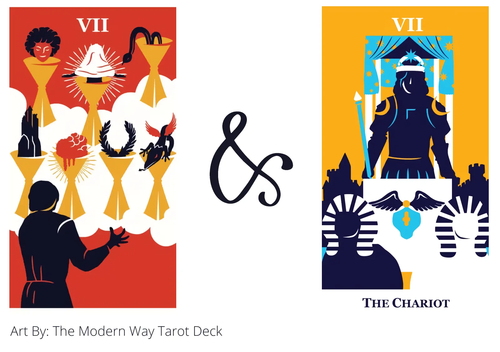 seven of cups and the chariot tarot cards together