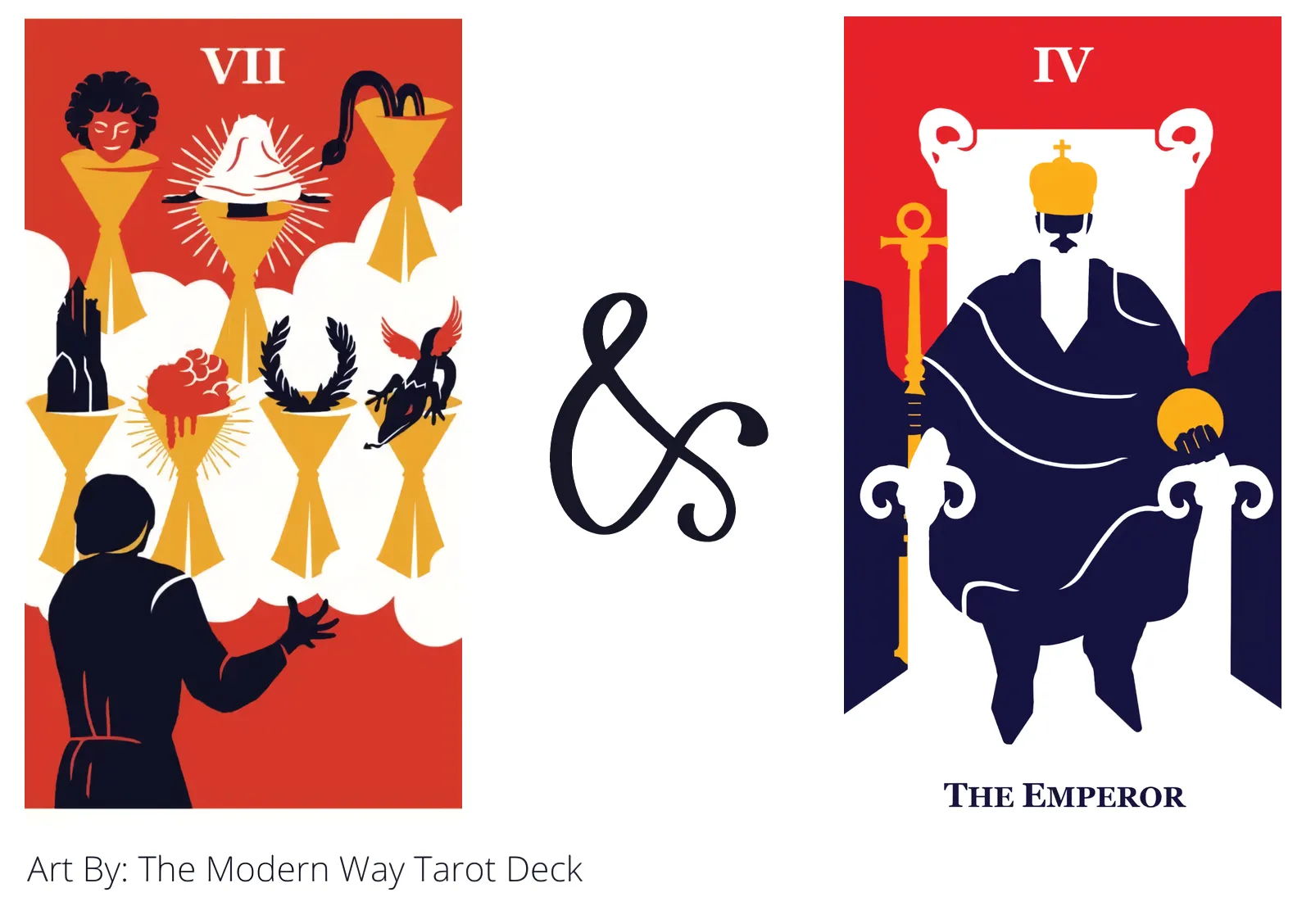 seven of cups and the emperor tarot cards together
