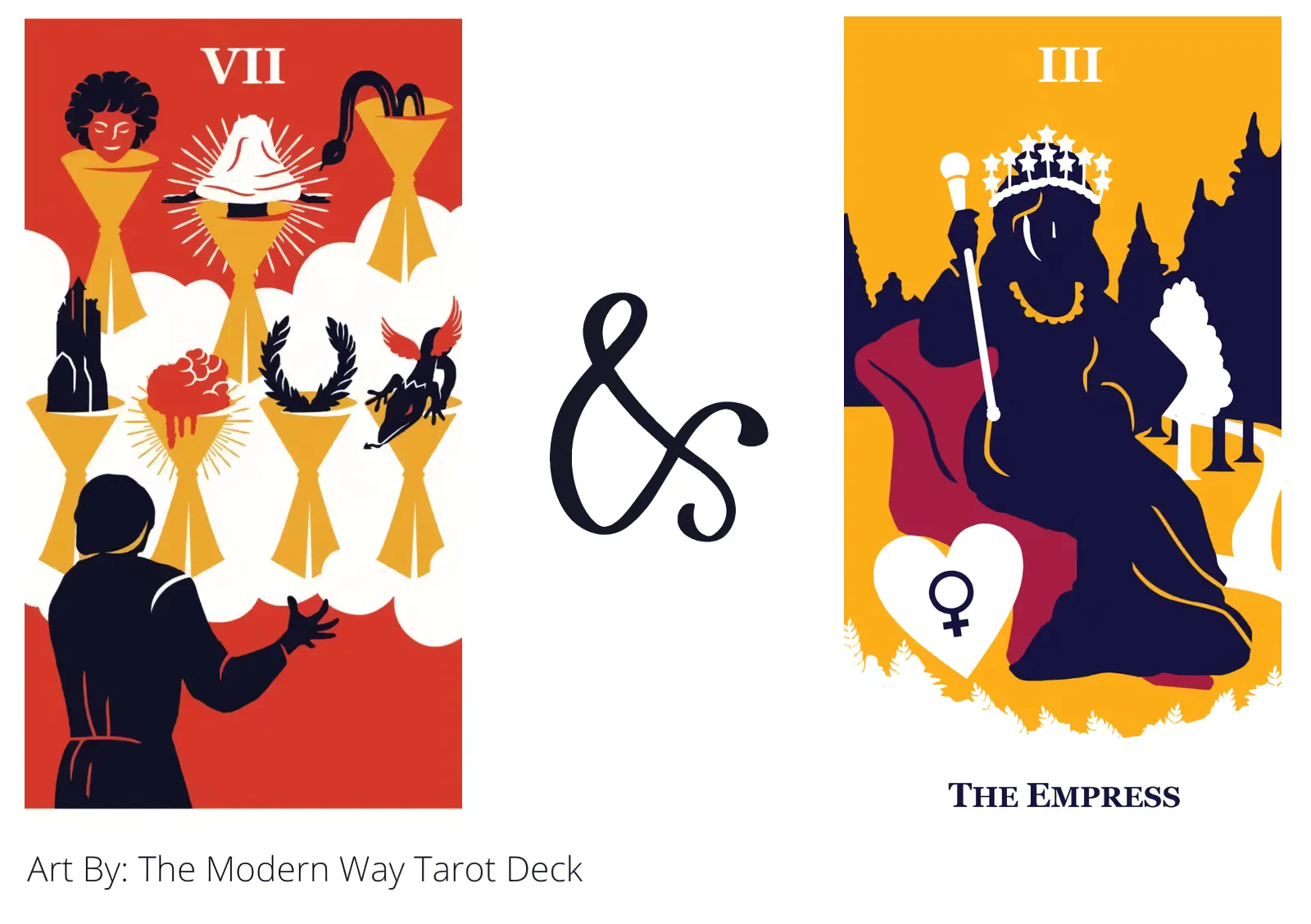 seven of cups and the empress tarot cards together