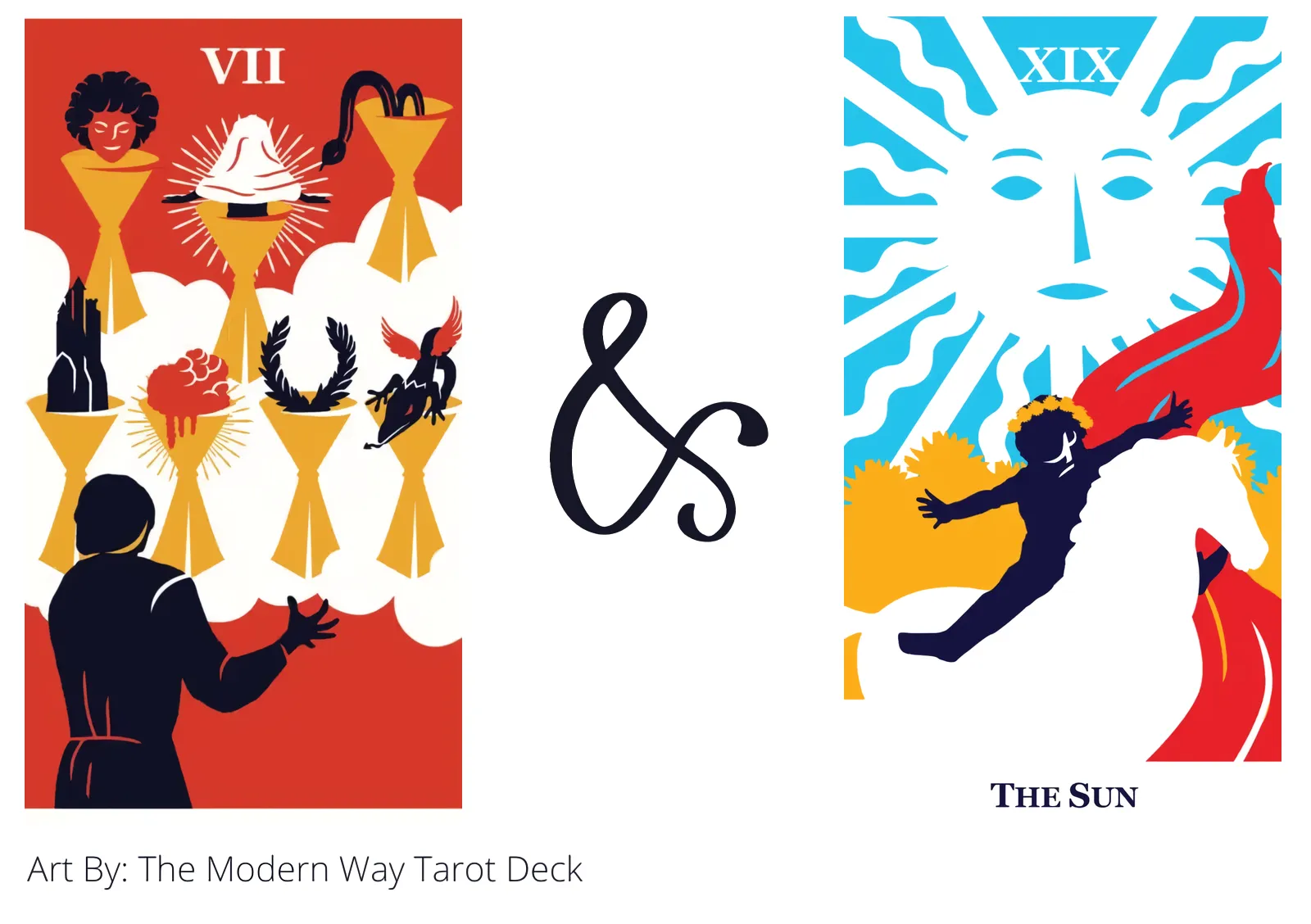 seven of cups and the sun tarot cards together