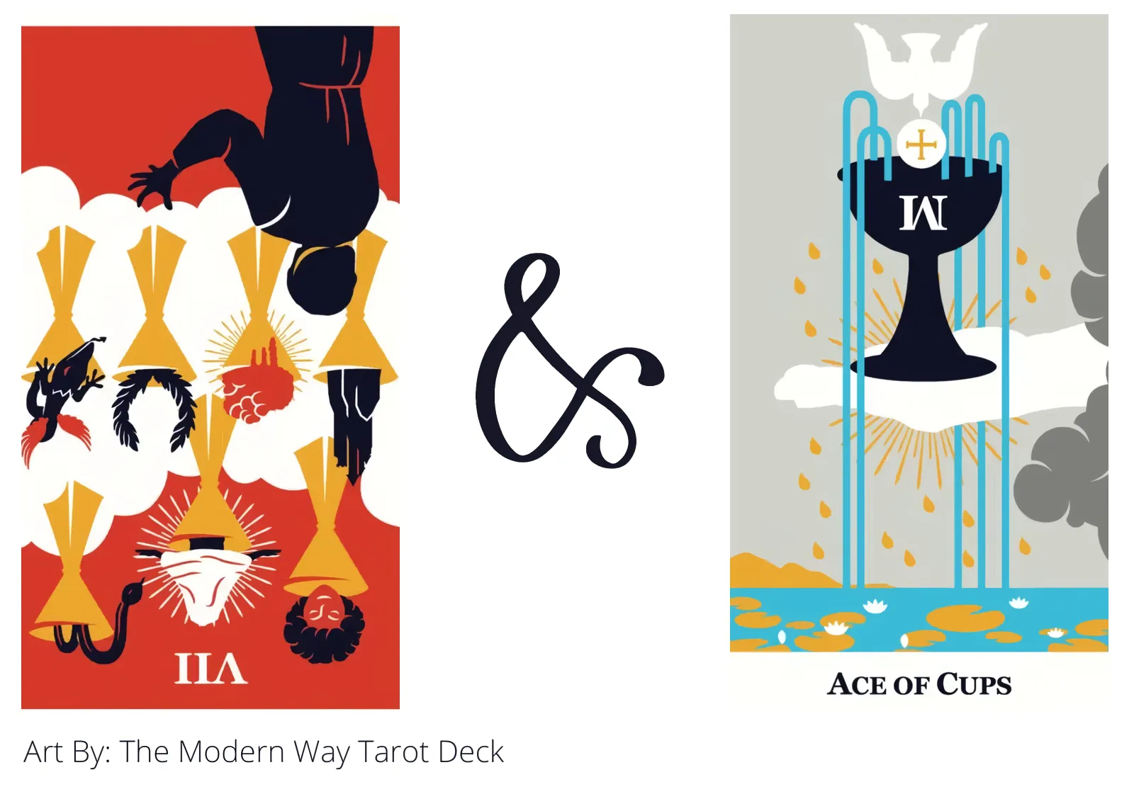seven of cups reversed and ace of cups tarot cards together