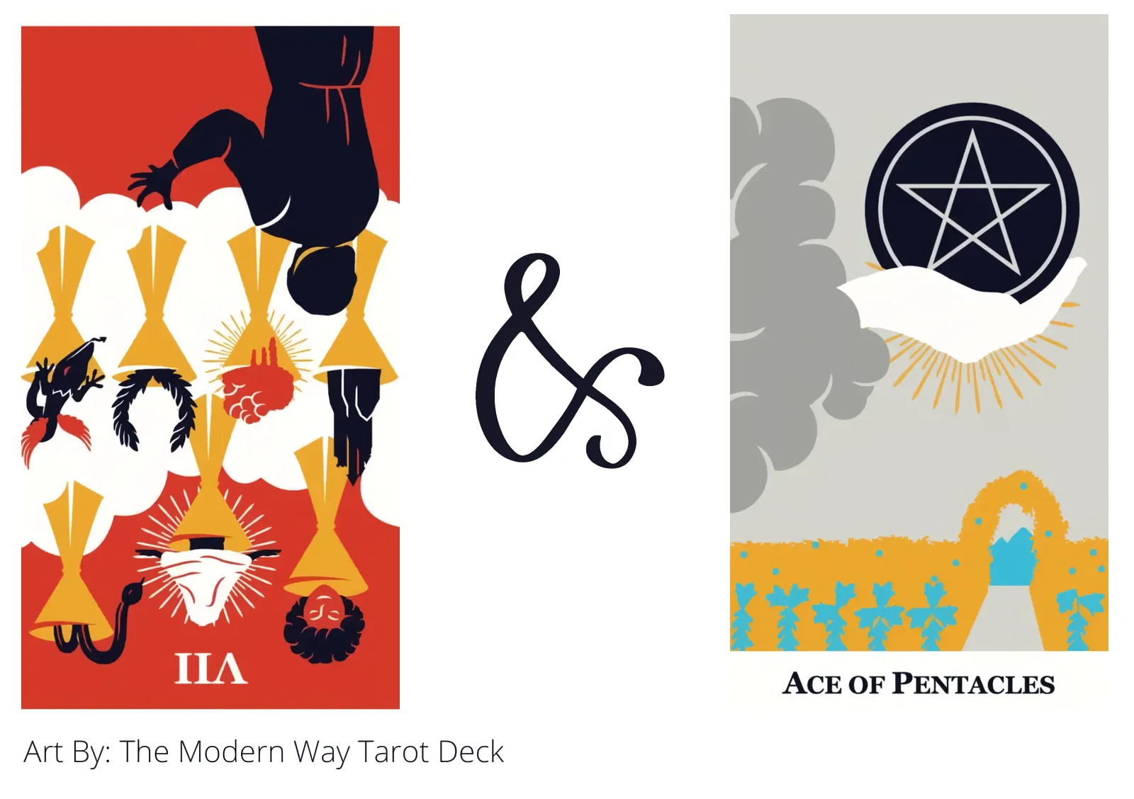seven of cups reversed and ace of pentacles tarot cards together