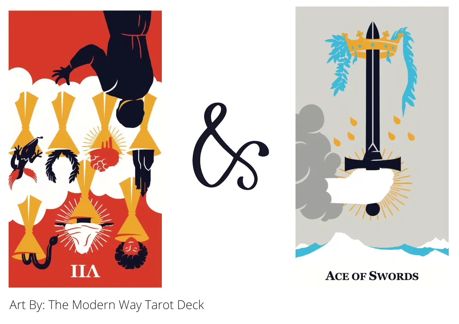 seven of cups reversed and ace of swords tarot cards together