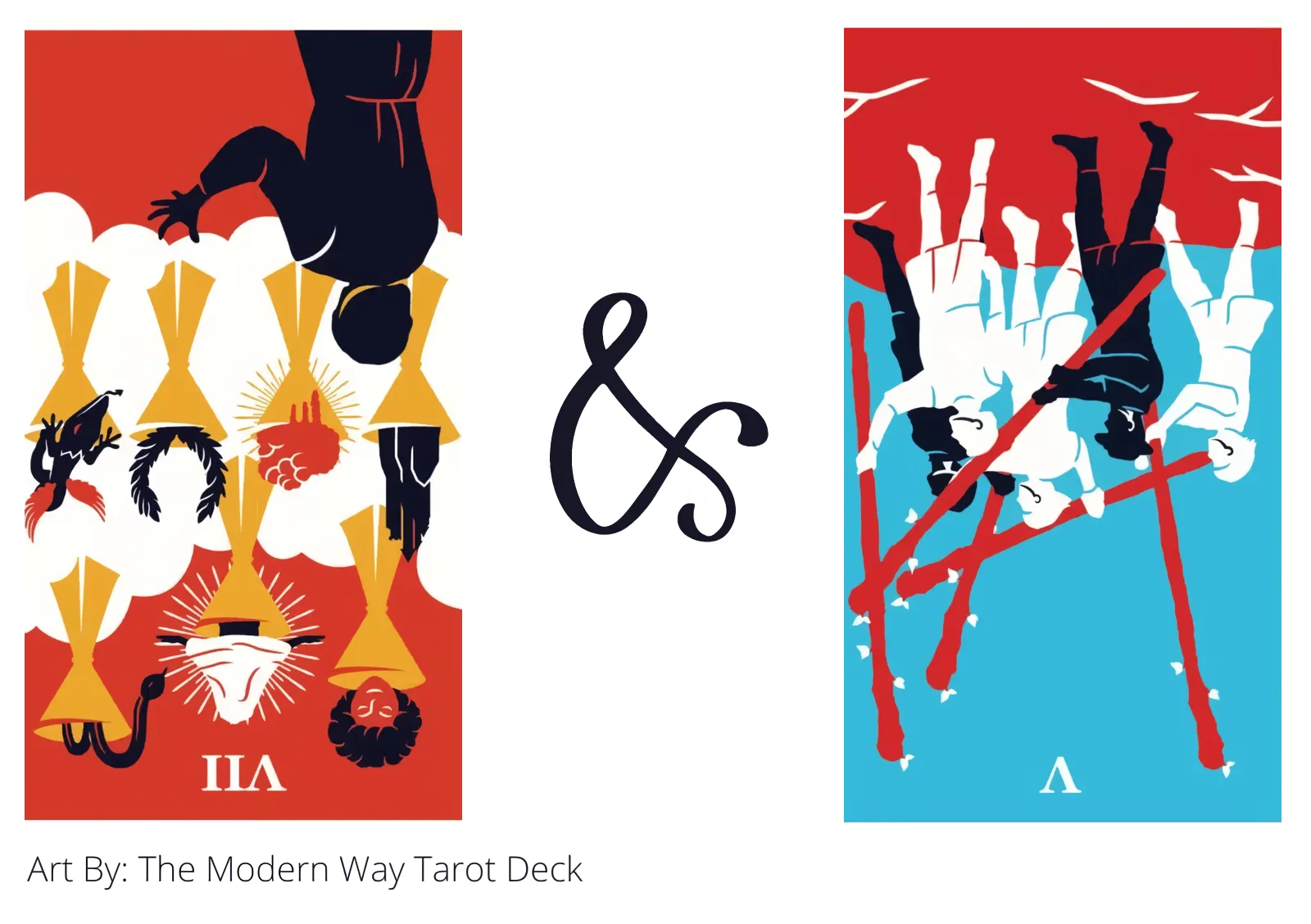 seven of cups reversed and five of wands reversed tarot cards together