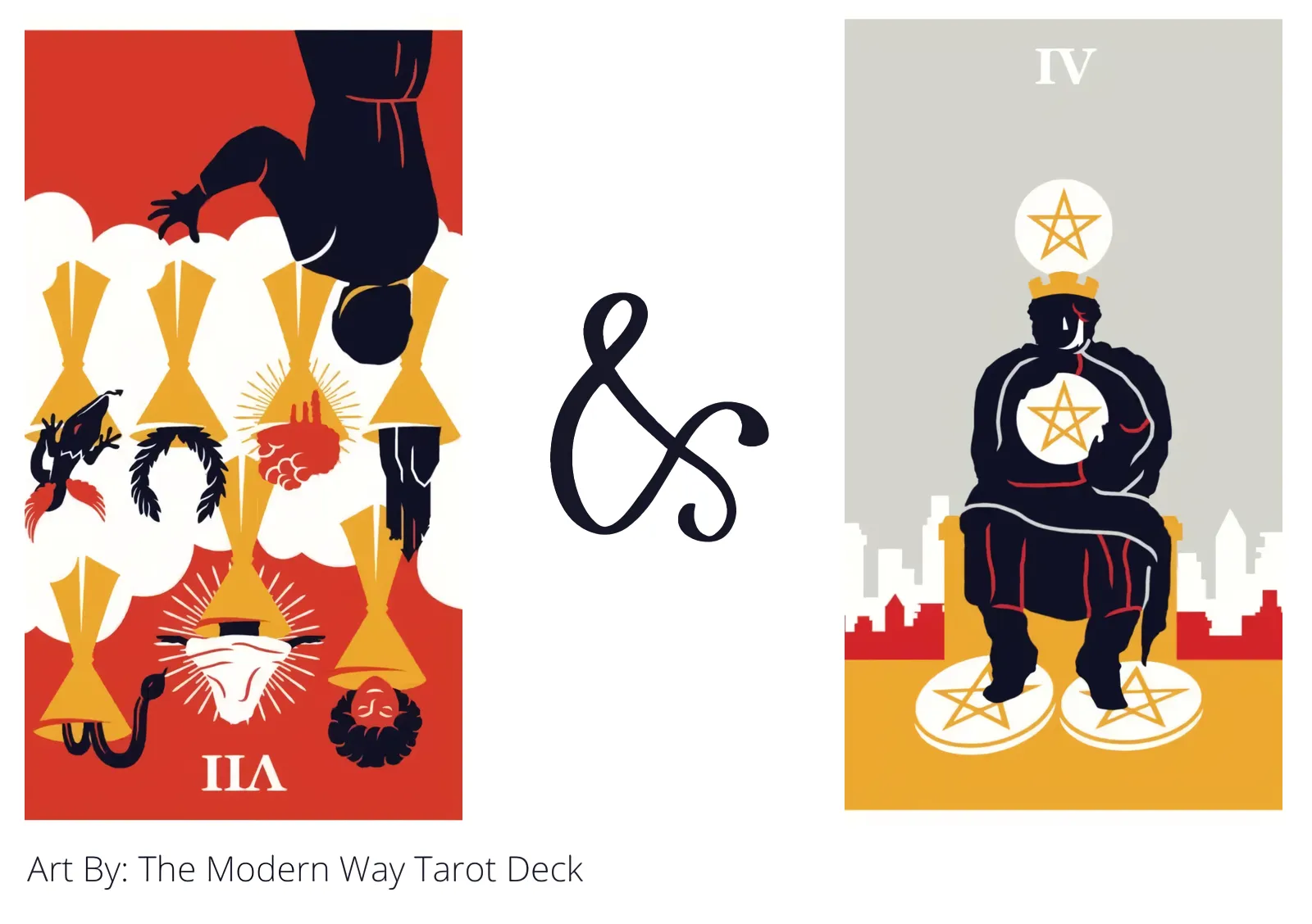 seven of cups reversed and four of pentacles tarot cards together