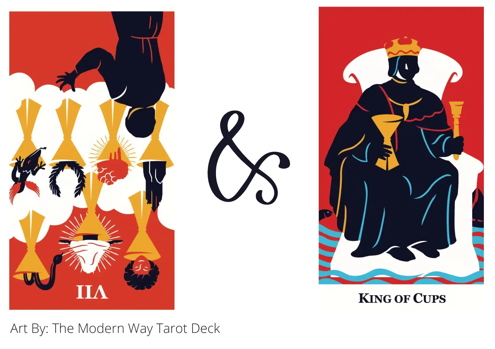 seven of cups reversed and king of cups tarot cards together