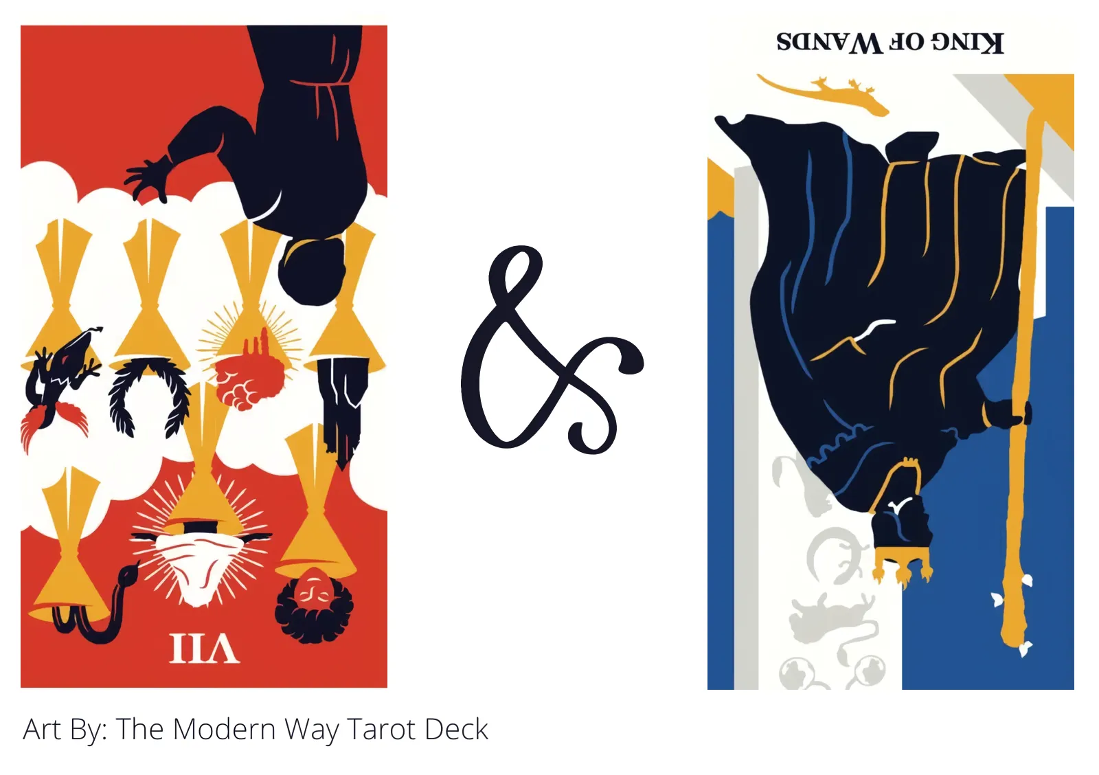 seven of cups reversed and king of wands reversed tarot cards together