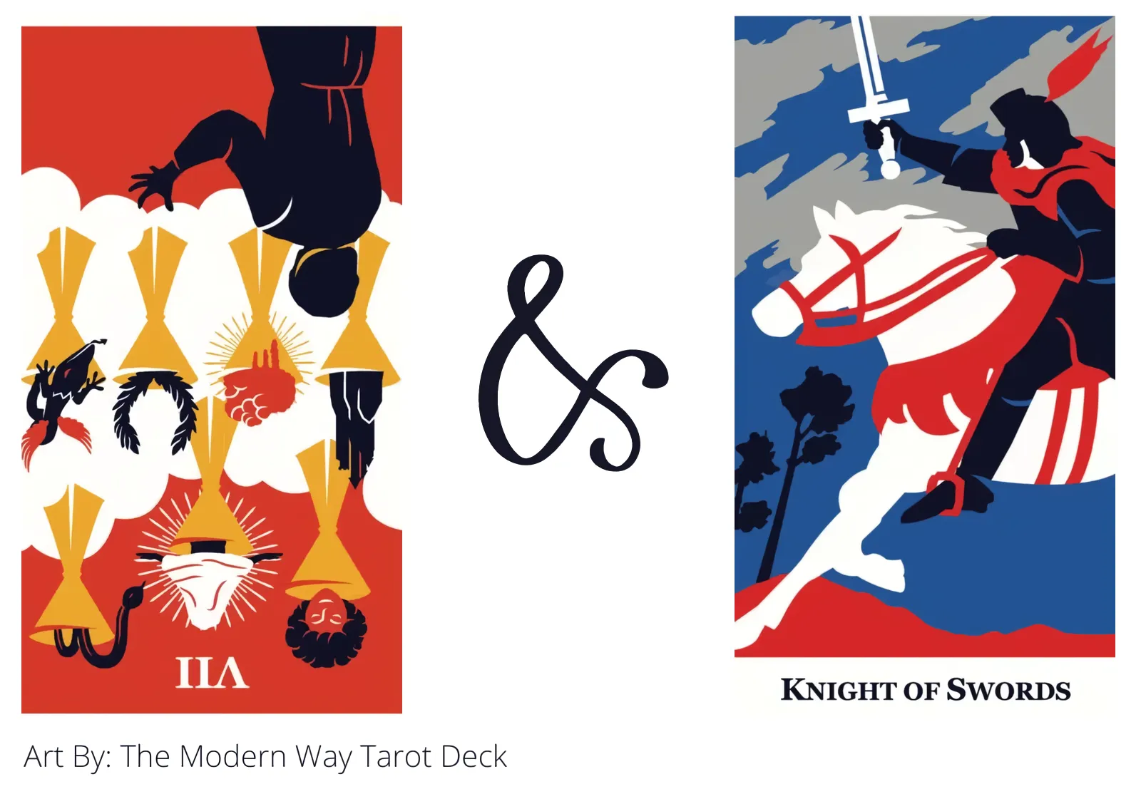 seven of cups reversed and knight of swords tarot cards together