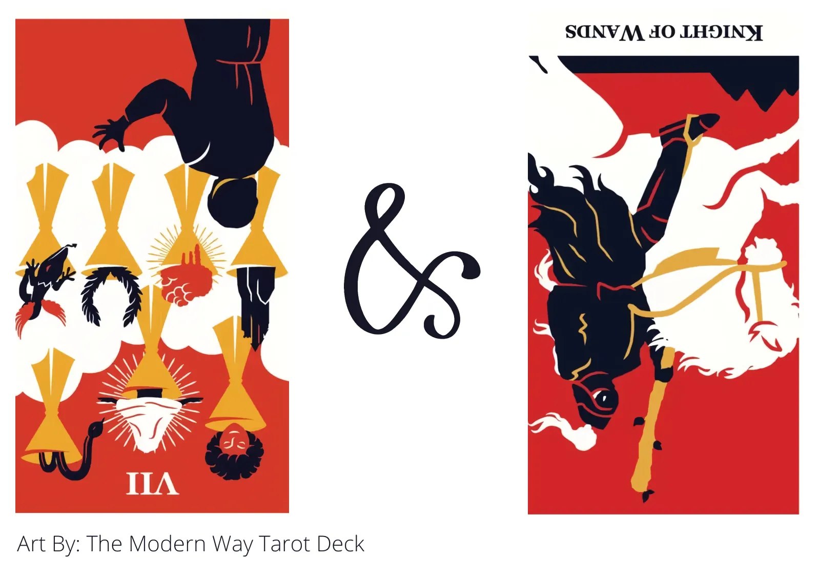 seven of cups reversed and knight of wands reversed tarot cards together