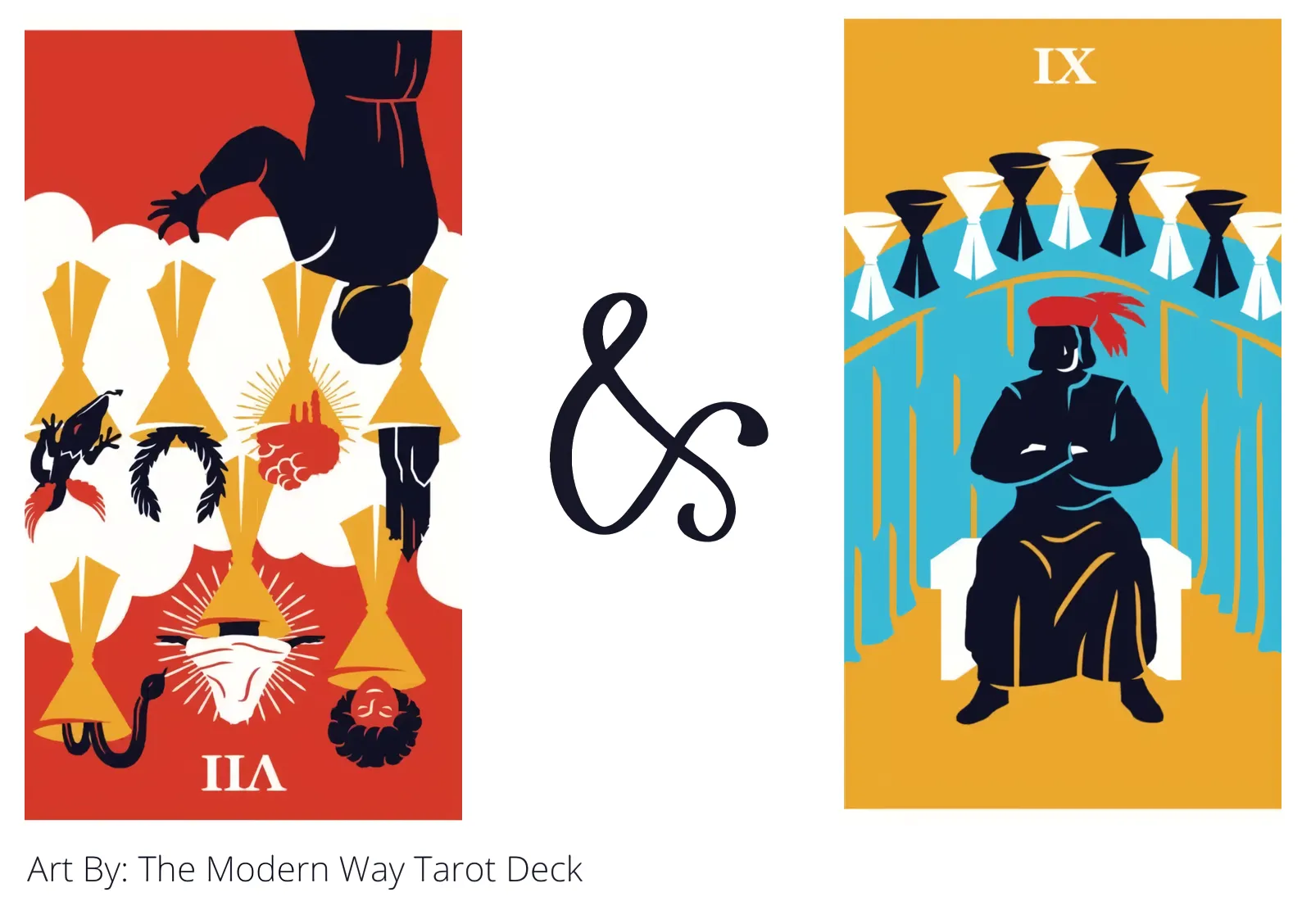 seven of cups reversed and nine of cups tarot cards together