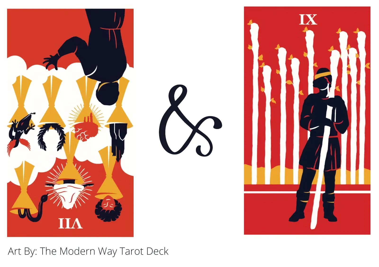 seven of cups reversed and nine of wands tarot cards together