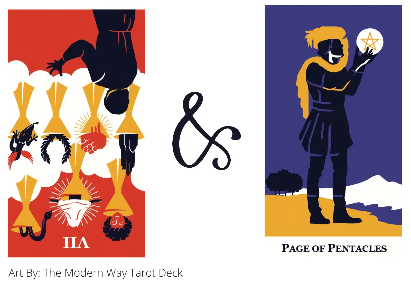 seven of cups reversed and page of pentacles tarot cards together
