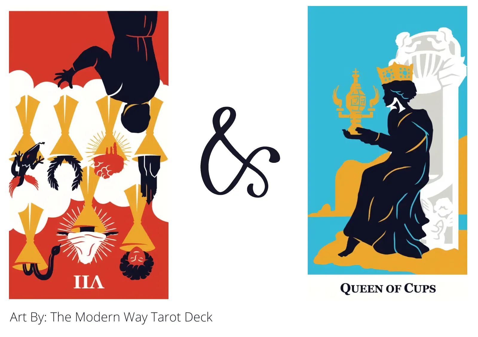 seven of cups reversed and queen of cups tarot cards together