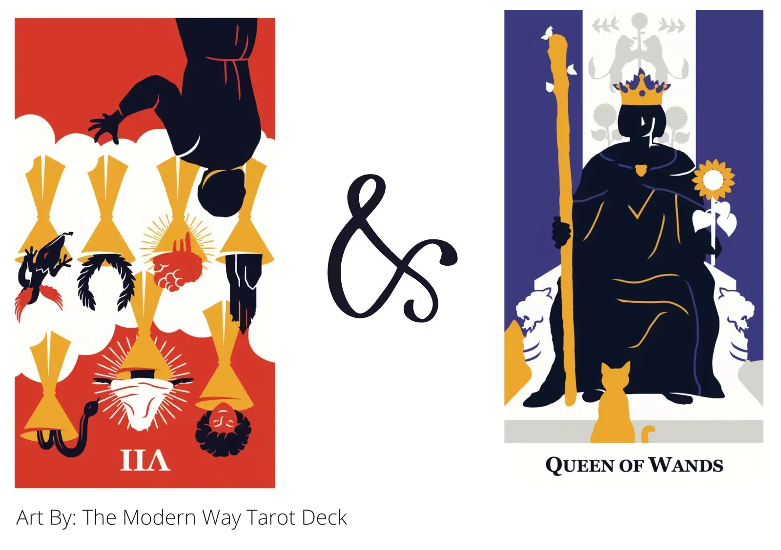 seven of cups reversed and queen of wands tarot cards together