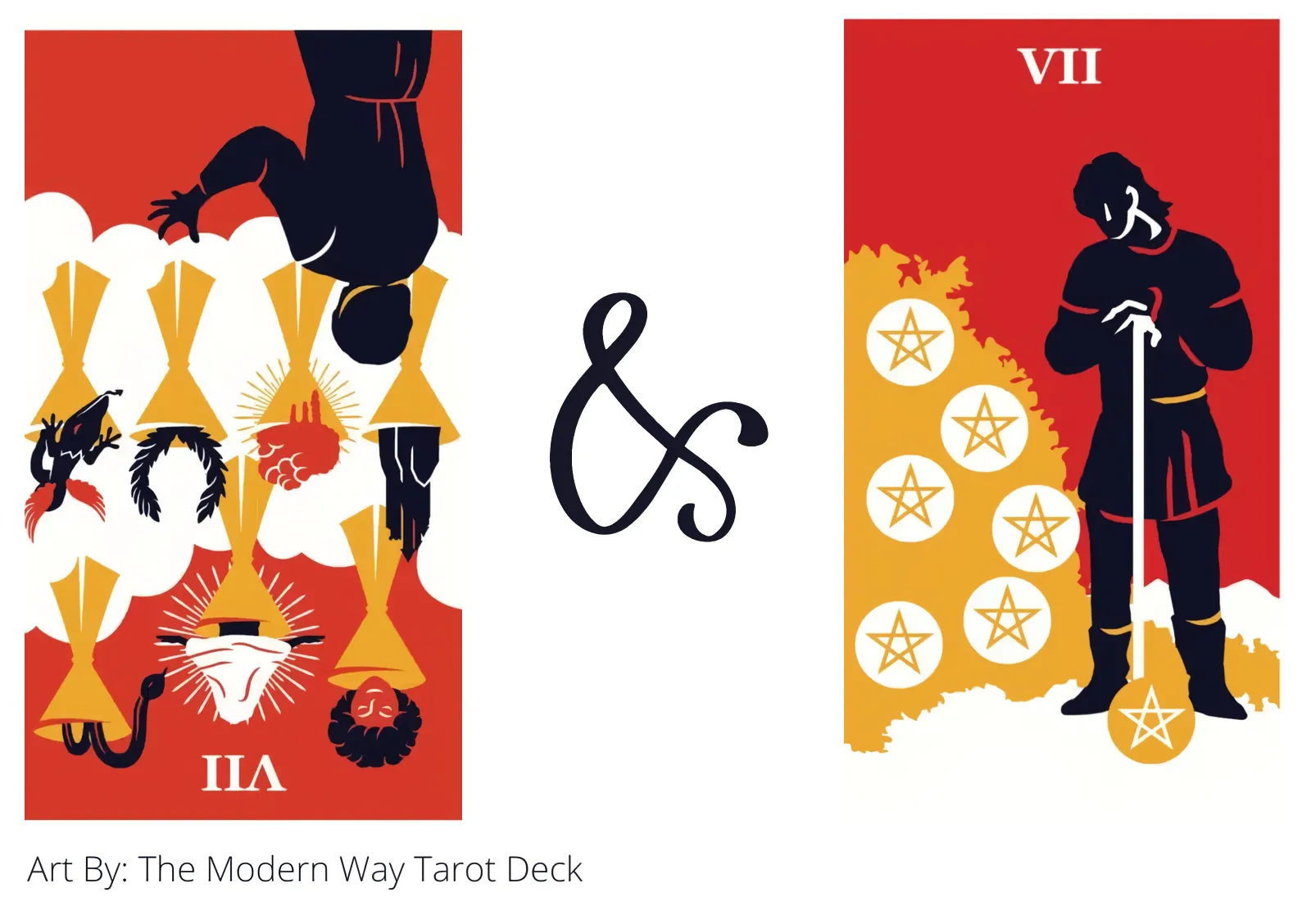 seven of cups reversed and seven of pentacles tarot cards together