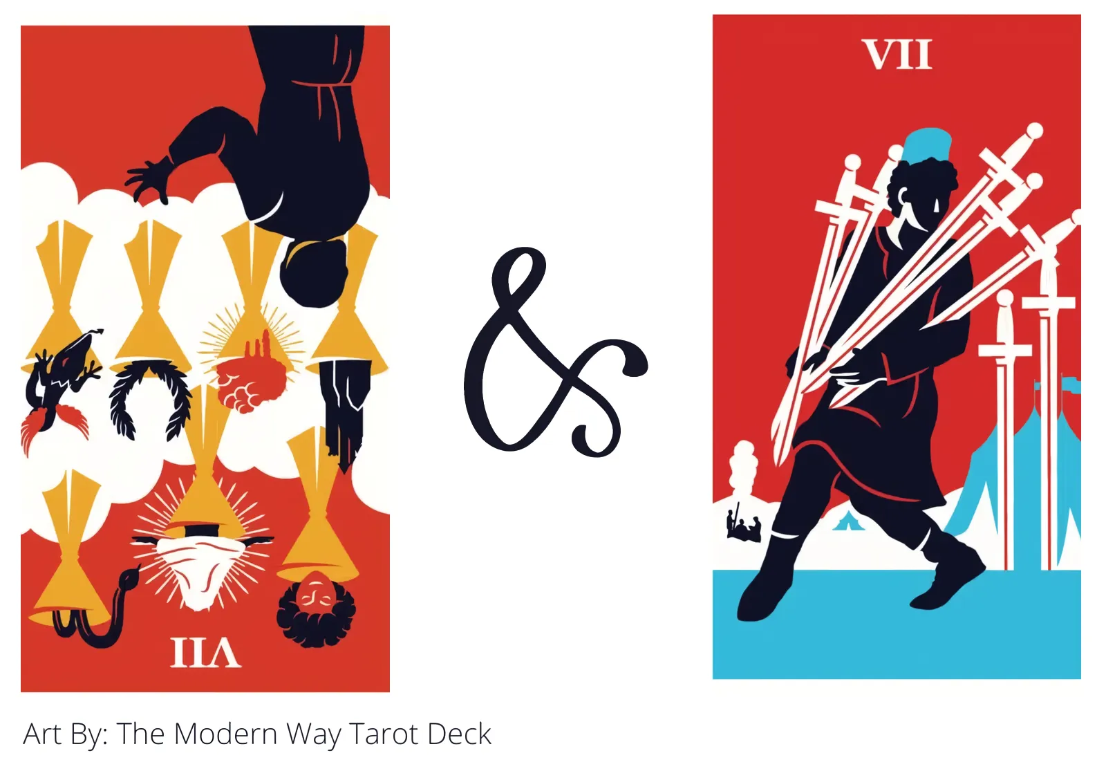 seven of cups reversed and seven of swords tarot cards together