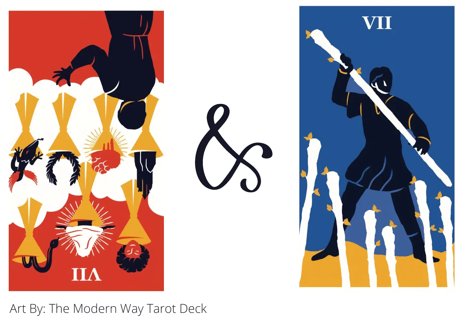 seven of cups reversed and seven of wands tarot cards together