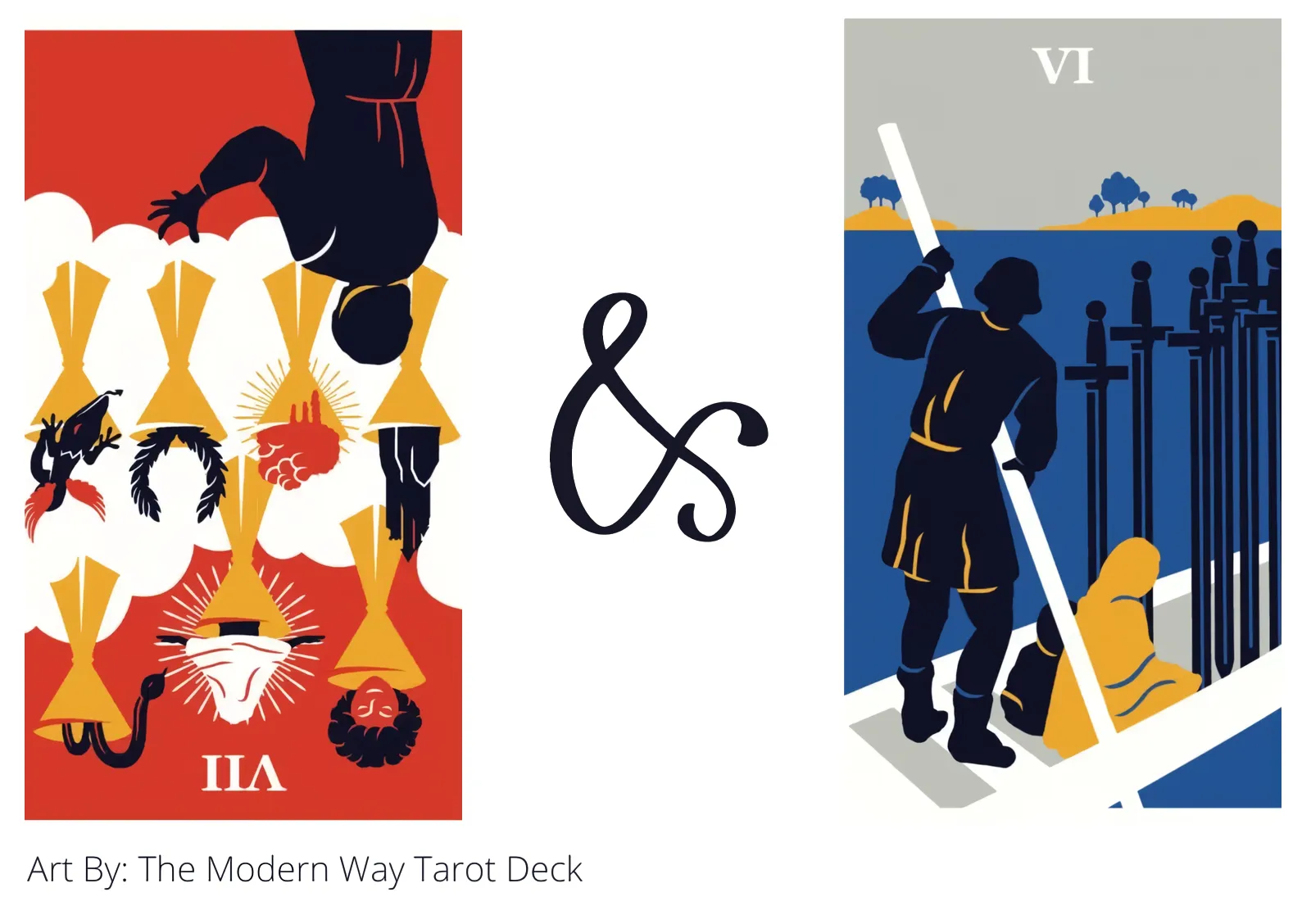 seven of cups reversed and six of swords tarot cards together