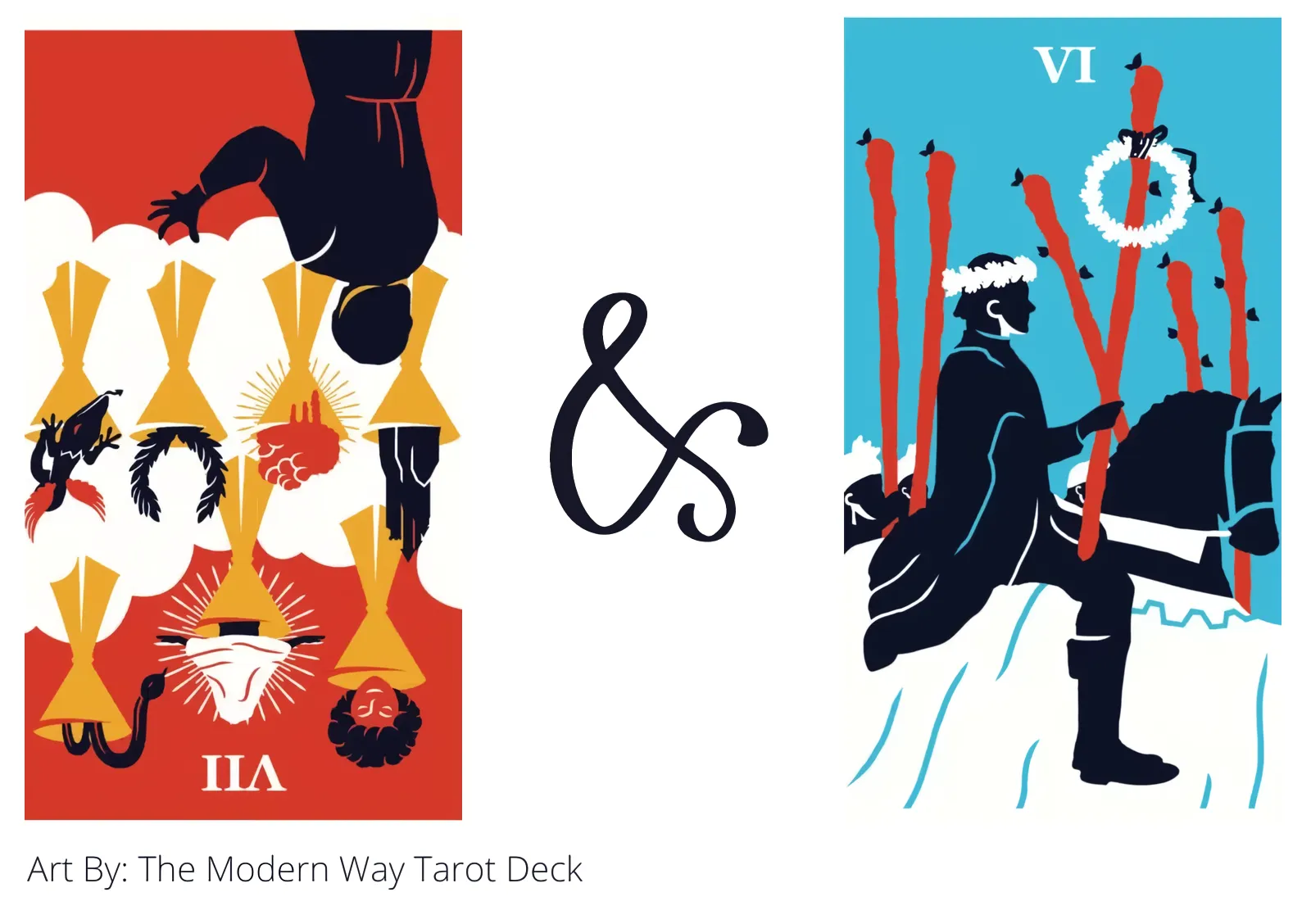 seven of cups reversed and six of wands tarot cards together