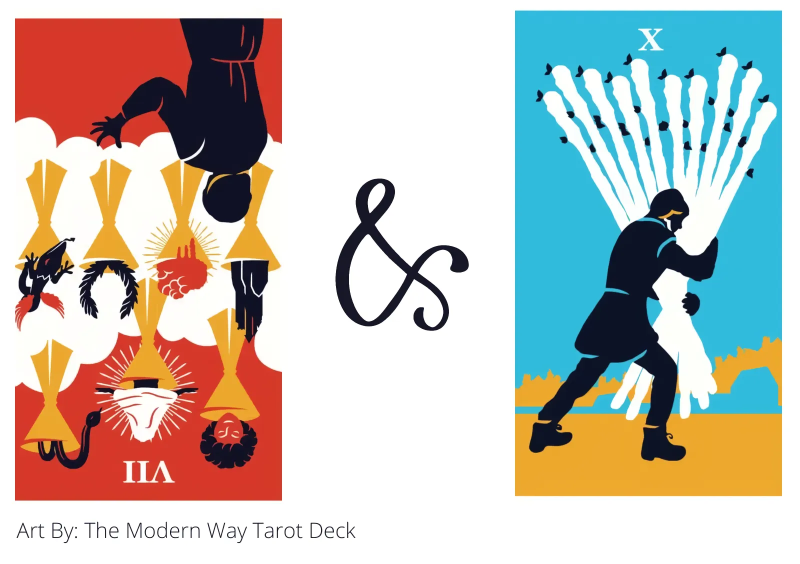 seven of cups reversed and ten of wands tarot cards together